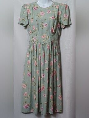 Worthington Mint Green Floral Short Sleeve Midi Dress. Size 6P